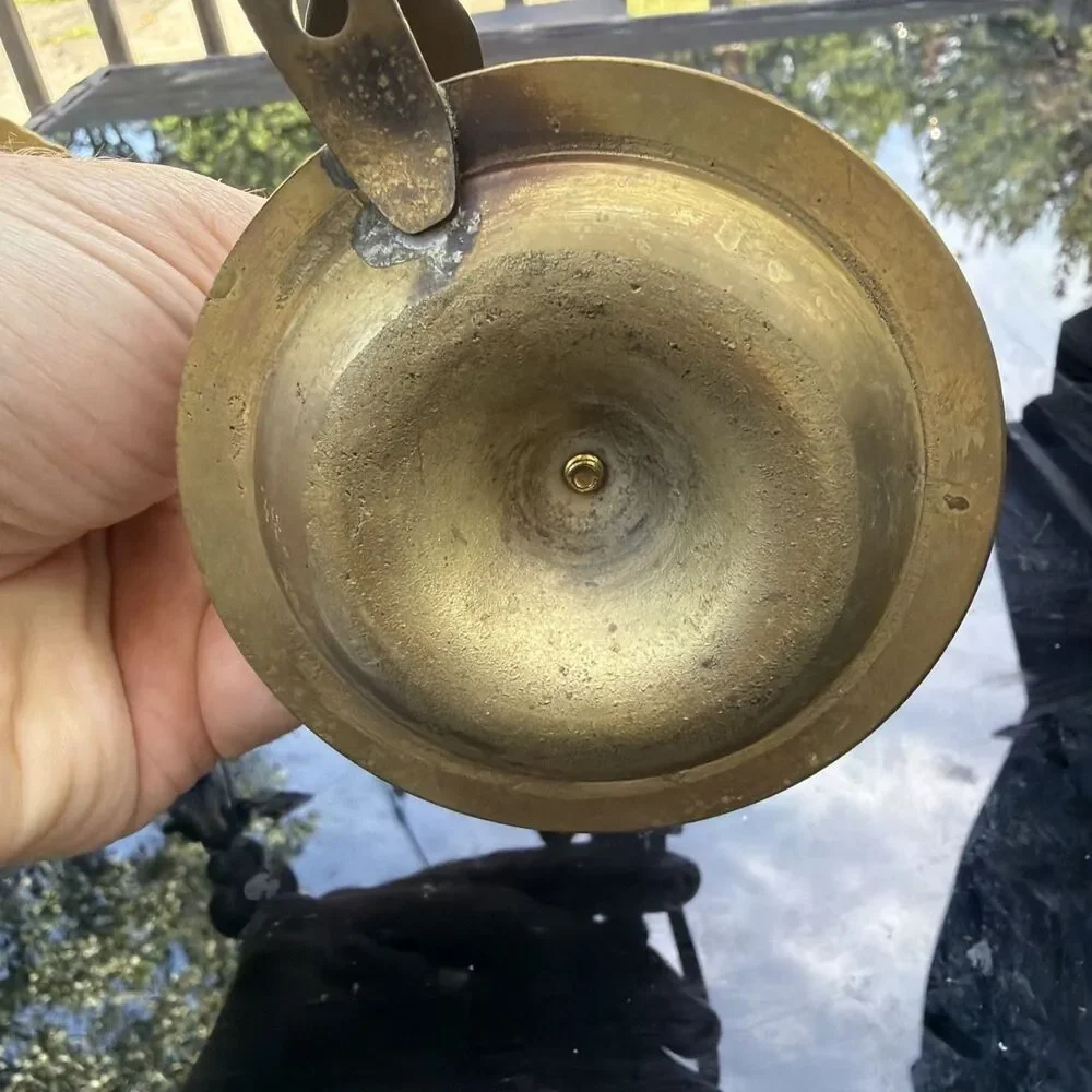 Vintage Pair 2 Brass Gimbal Swivel Nautical Ships Chamberstick Candle Holder 6”